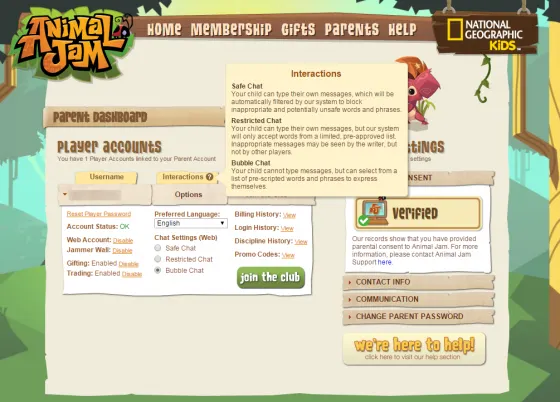 Animal Jam Parental Controls