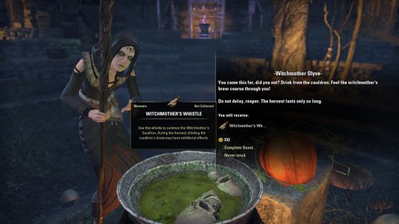 Bring her a pumpkin, some guts, and the essence of death.
