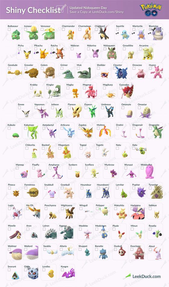 Complete List Of Shiny Pokemon In Pokemon Go Mmogames Com