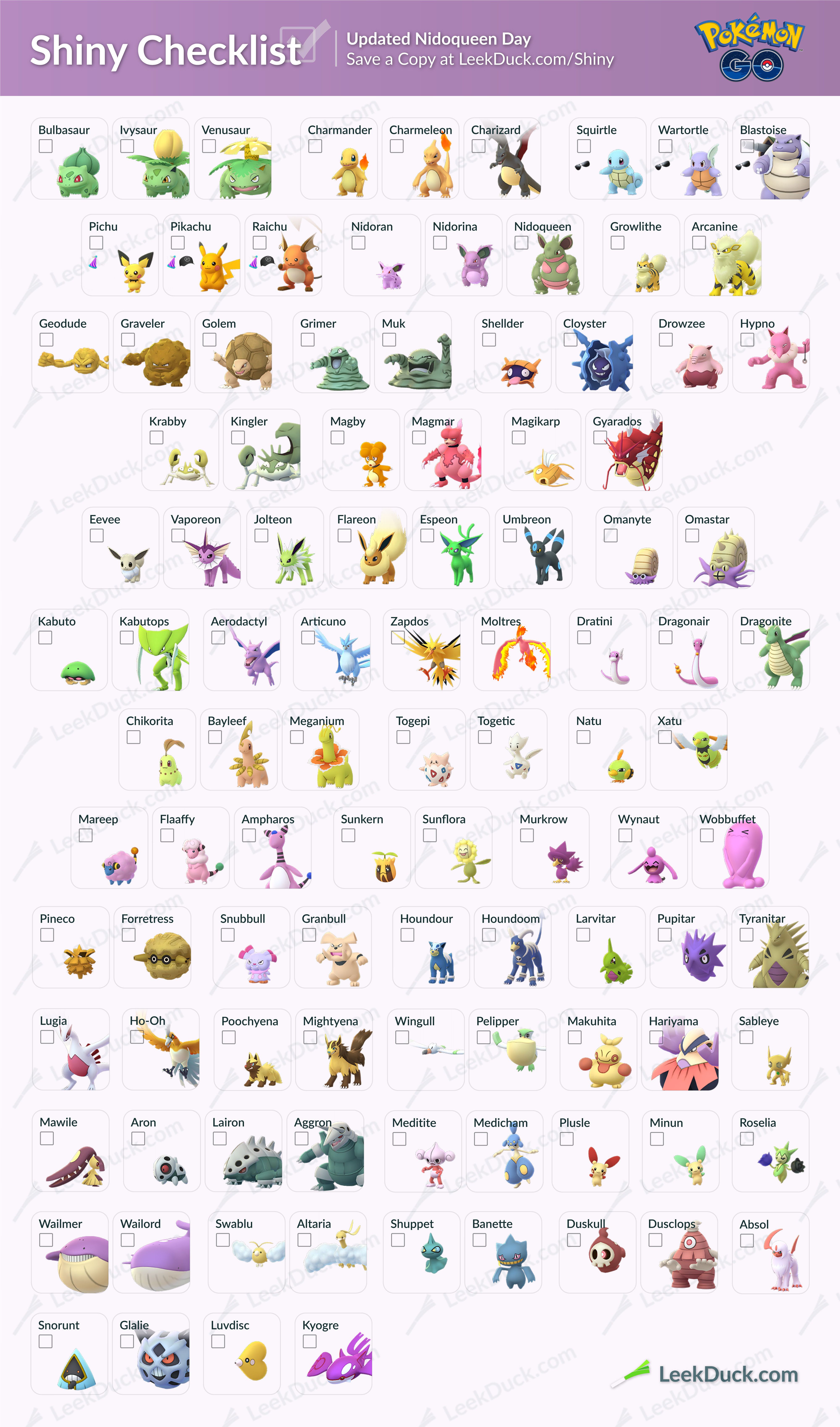 Complete List Of Shiny Pokemon In Pokemon Go Mmogames Com