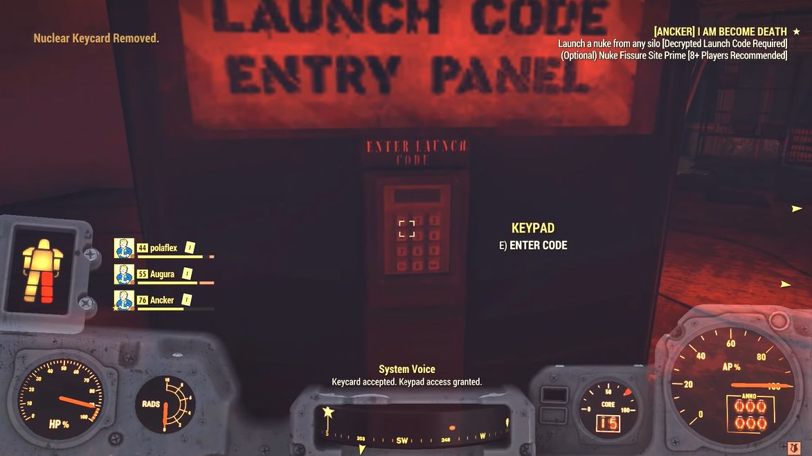 Fallout 76 launch codes