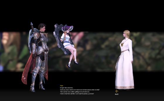 Player character and their Astel in a conversation with an NPC